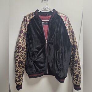 Black and Gold Leopard Print Women's Jacket
